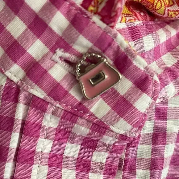 Robert GRAHAM Cotton Fuchsia White Gingham Button Front Shirt Blouse M - Picture 5 of 10